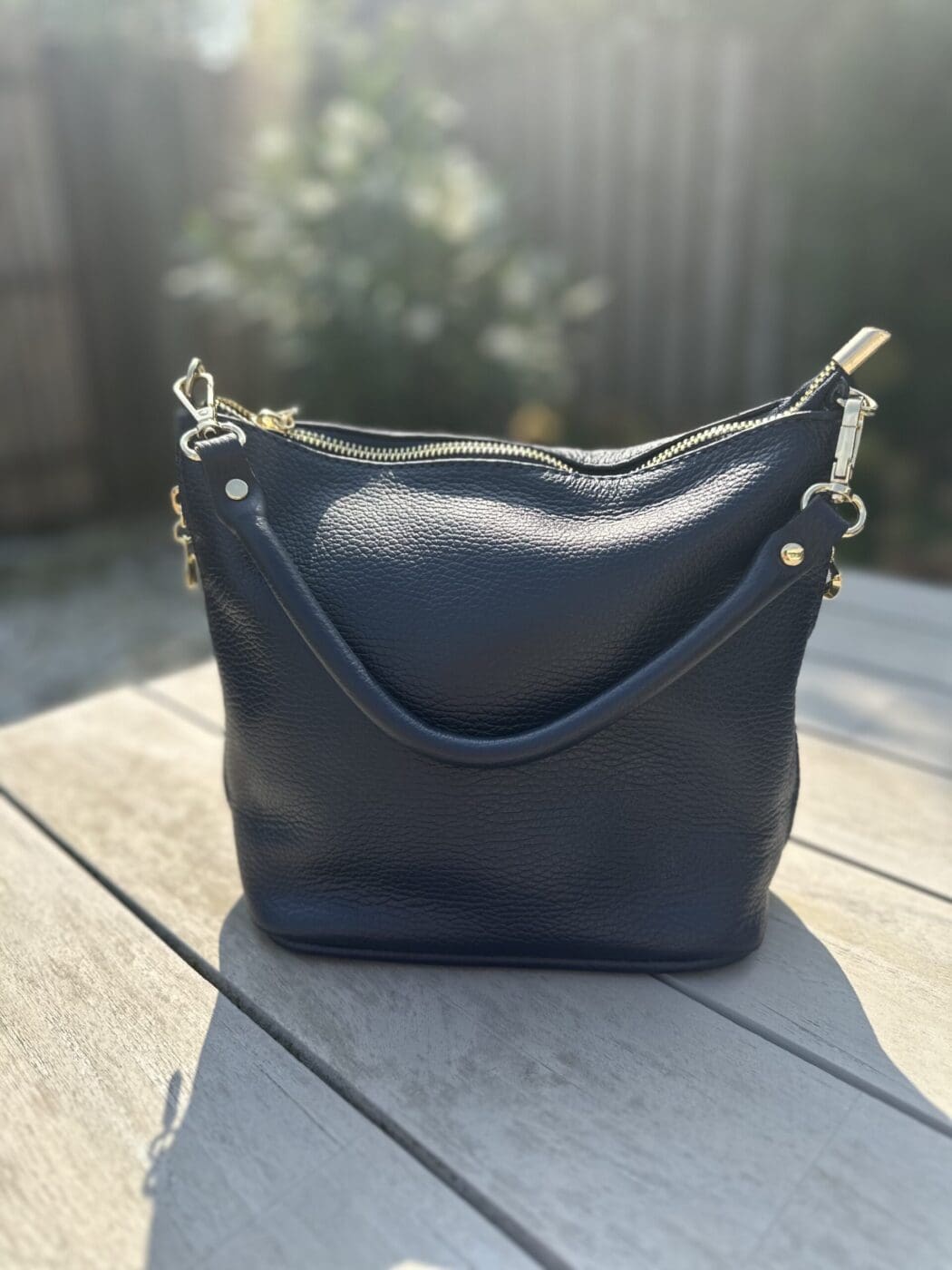 Leren handtas zwart
